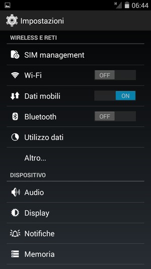 Seleziona Dati mobili