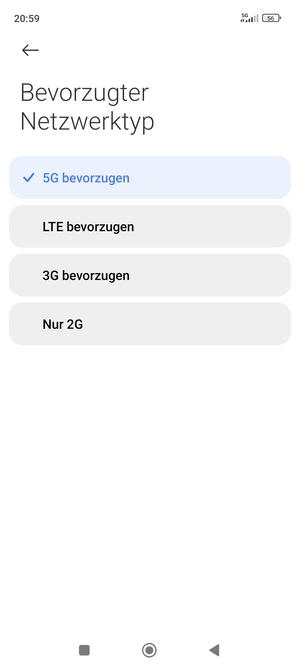 Wählen Sie die gewünschte Option
