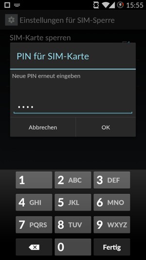 Bestätigen Sie Ihre neue PIN für SIM-Karte und wählen Sie OK
