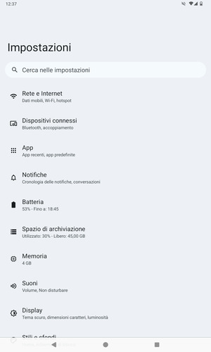 Seleziona Rete e Internet