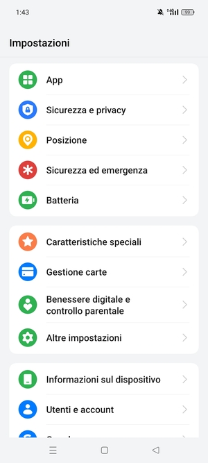 Scorri e seleziona Sicurezza e privacy