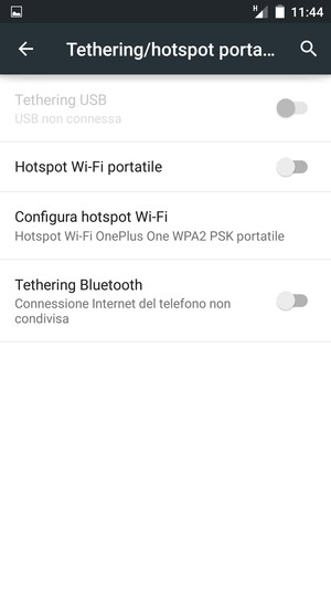Seleziona Configura hotspot Wi-Fi