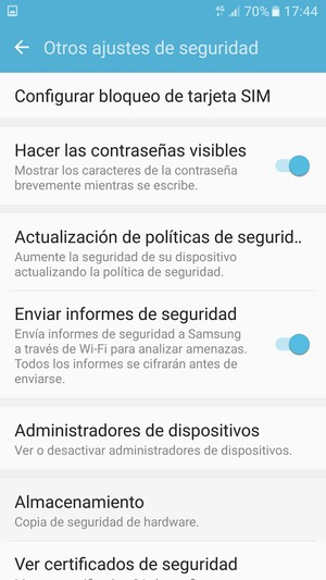 Seleccione Configurar bloqueo de tarjeta SIM