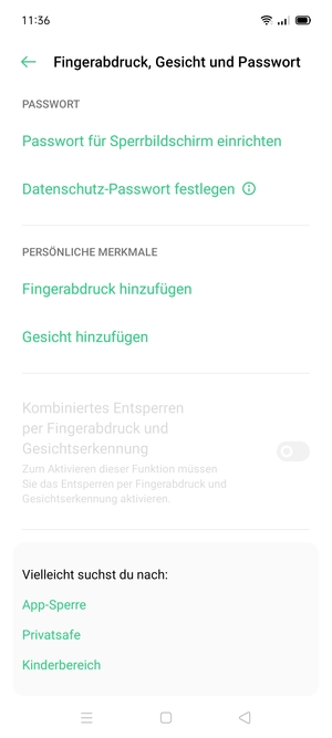 Wählen Sie Passwort für Sperrbildschirm einrichten
