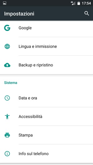 Scorri e seleziona Info sul telefono