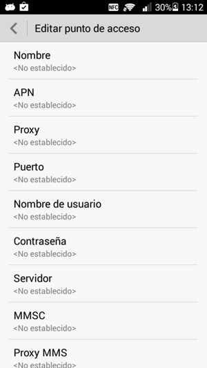 Introduzca la información de MMS