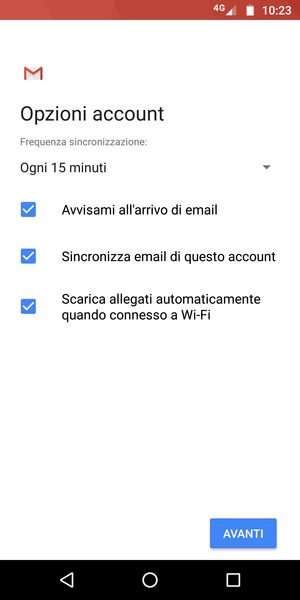 Seleziona AVANTI