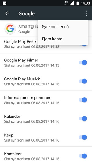 Velg Synkroniser nå