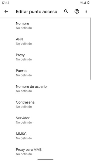Introduzca la información de Internet