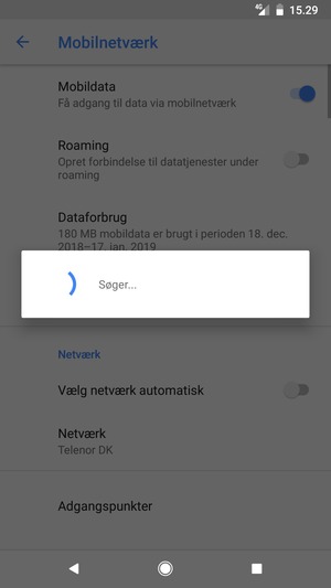 Afvent at søgningen er afsluttet