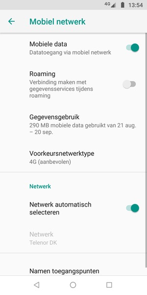 Selecteer Voorkeursnetwerktype