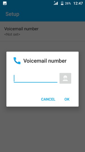 Enter the Voicemail number and select OK