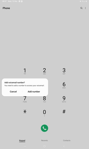 If your voicemail is not set up, select Add number