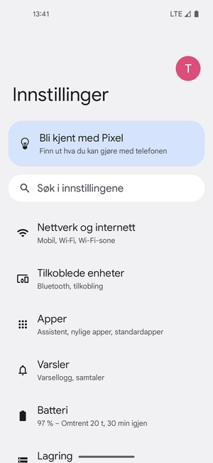 Velg Nettverk og internett