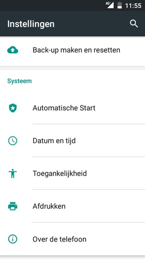 Scroll naar en selecteer Over de telefoon