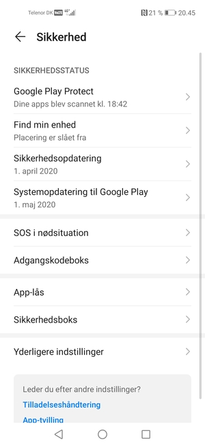 Scroll til og vælg Yderligere indstillinger