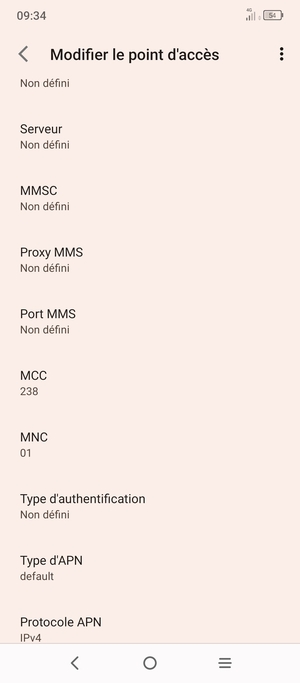 Faites défiler vers le bas et saisissez les informations MMS