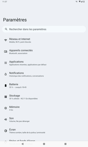 Sélectionnez Réseau et  Internet