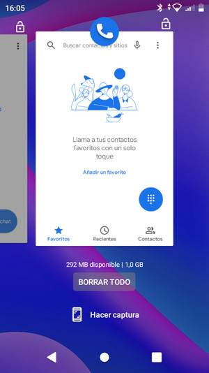 Seleccione BORRAR TODO para cerrar todas las aplicaciones en ejecución