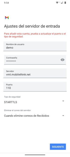 Seleccione Tipo de seguridad