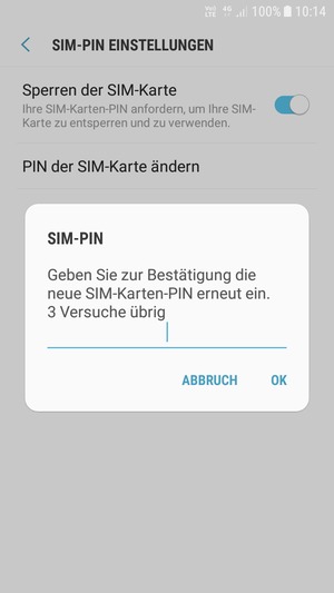 Bestätigen Sie Ihre neue SIM-Karten-PIN und wählen Sie OK