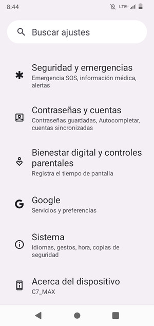Desplácese y seleccione Sistema