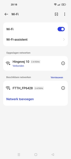 U bent nu verbonden met het WiFi-netwerk