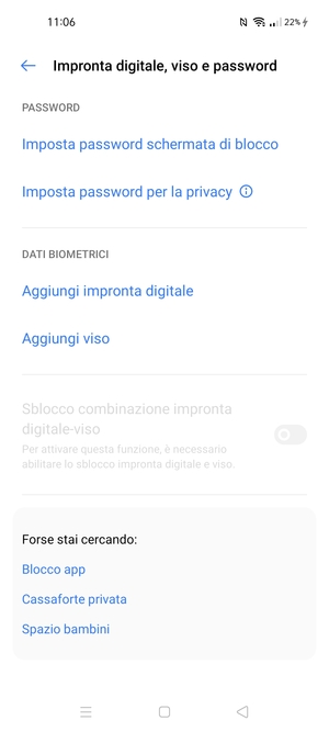 Seleziona Imposta password schermata di blocco