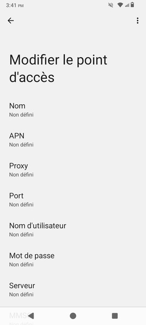 Saisissez les informations MMS