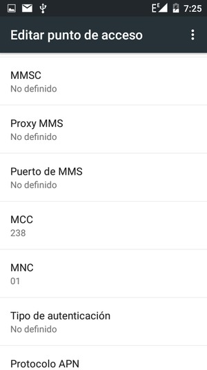 Desplácese hacia abajo e introduzca la información MMS
