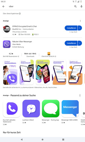 Wählen Sie die App