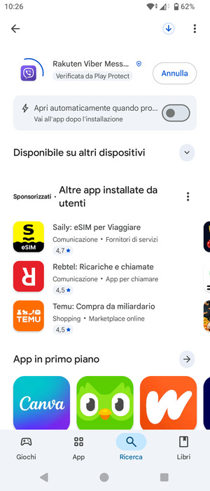 Attendi il completamento del processo di installazione