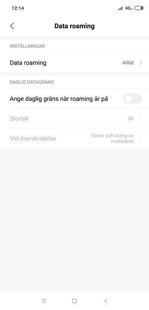 Välj Data roaming