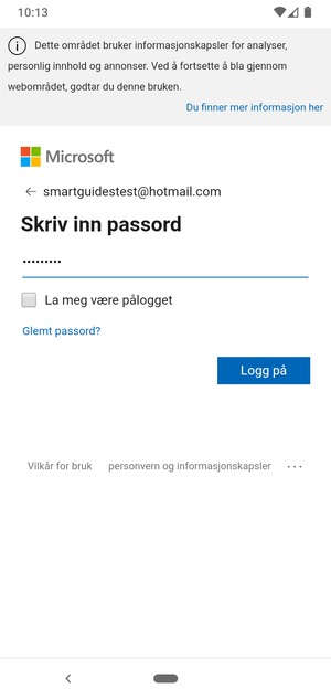 Skriv inn passord og velg Logg på