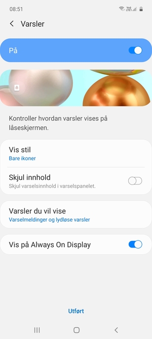 Velg ønsket alternativ og velg Utført