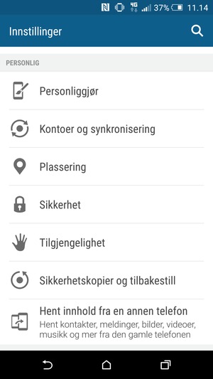 Bla til og velg Sikkerhet
