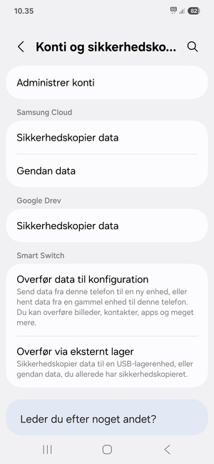 Vælg Administrer konti