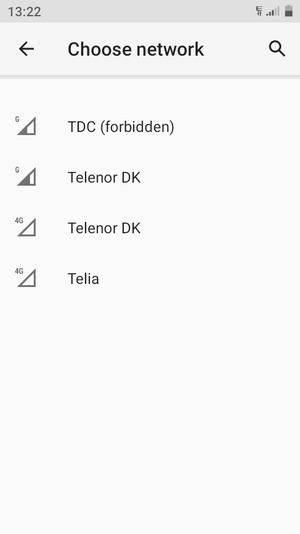 Select a network operator from the list