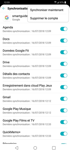Sélectionnez Synchroniser maintenant