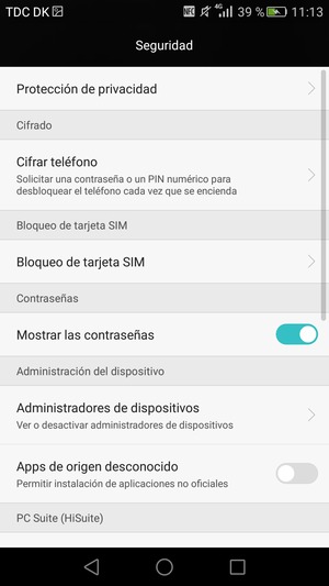 Seleccione Bloqueo de tarjeta SIM