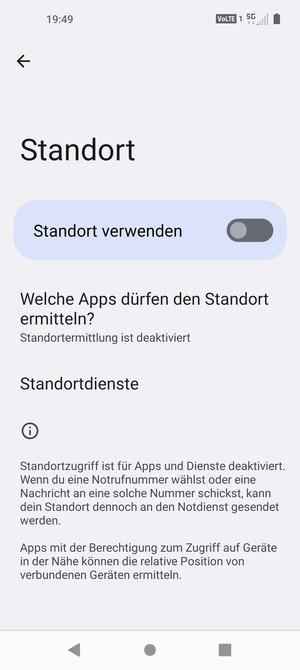 Schalten Sie Standort verwenden aus