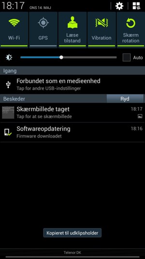 Vælg Vibration  for at skifte til lydløs tilstand