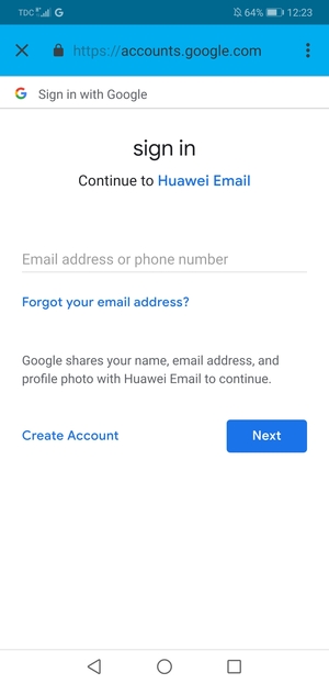 Enter your Gmail address and select Next