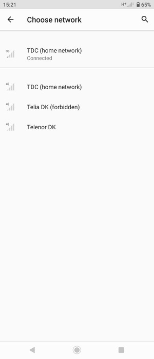 Select a network operator from the list