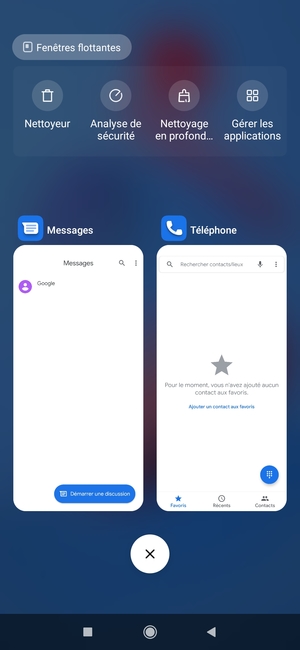Sélectionnez l'icône Supprimer pour fermer toutes les applis en cours d'exécution