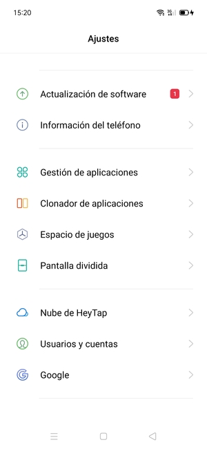Desplácese y seleccione Actualización de software