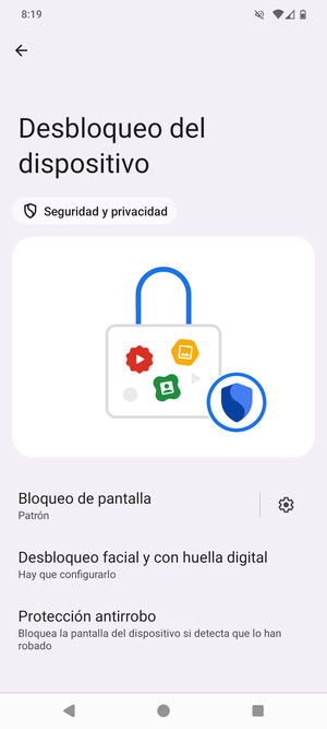 El teléfono ha sido asegurado con un bloqueo de pantalla