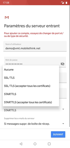 Sélectionnez Aucune puis SUIVANT