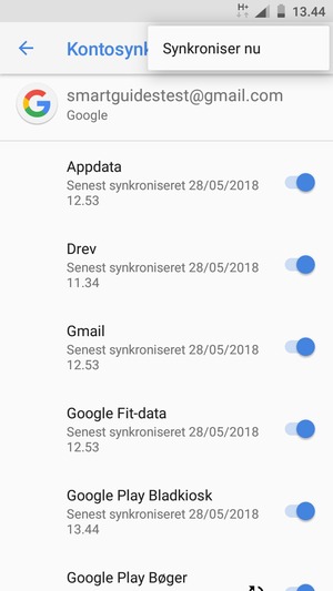 Vælg Synkroniser nu