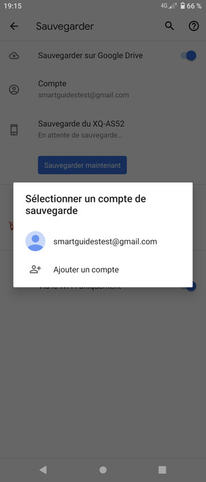 Sélectionnez votre compte de sauvegarde